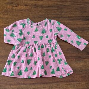 George Girls Pink Christmas Tree Dress Size 6-12M